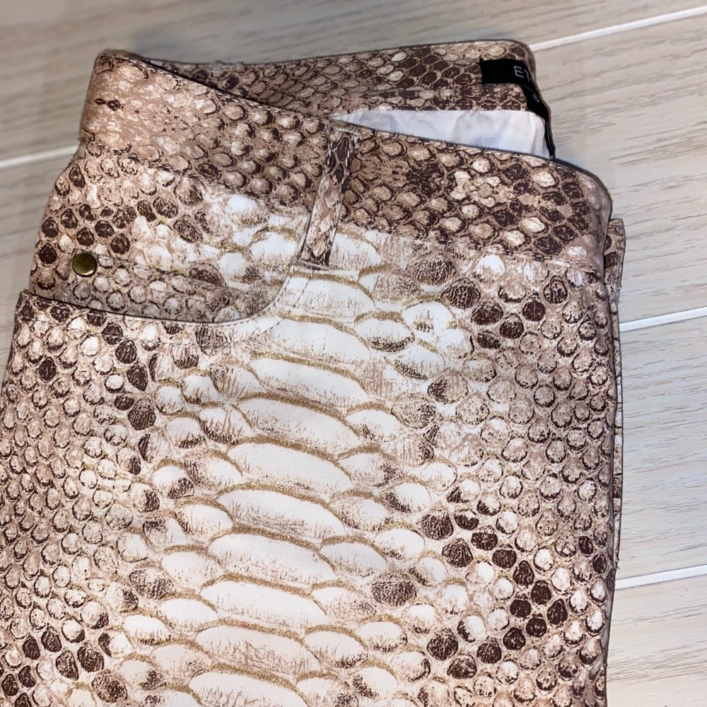 Etcetera Snake Print Straight Leg Pants - Brown and Cream